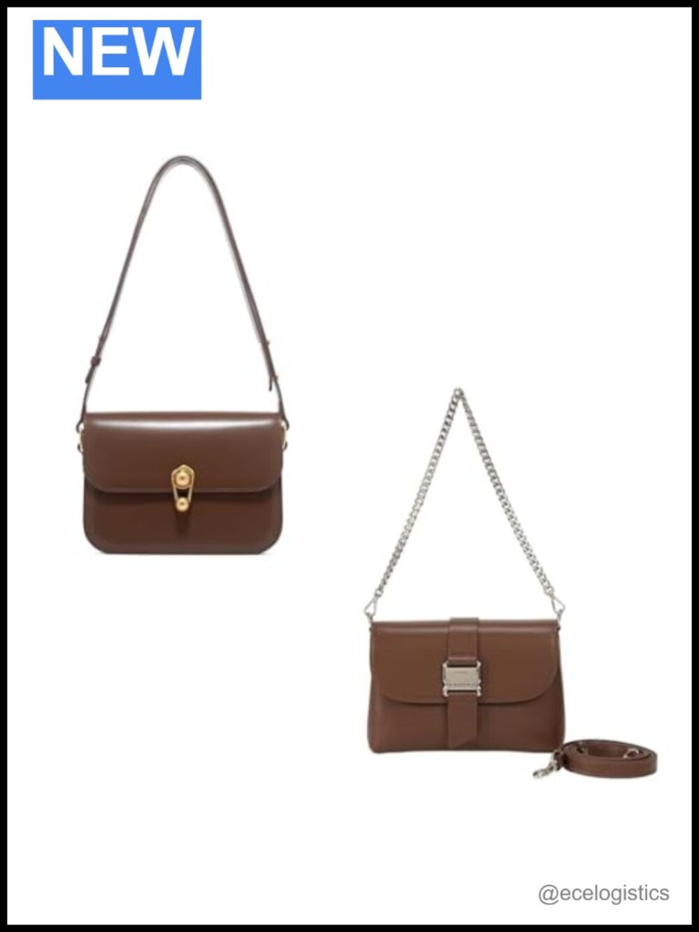 Leather Satchel Crossbody Handbag with Chain Strap